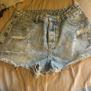 SHEIN Light Blue Distressed Jean Shorts
